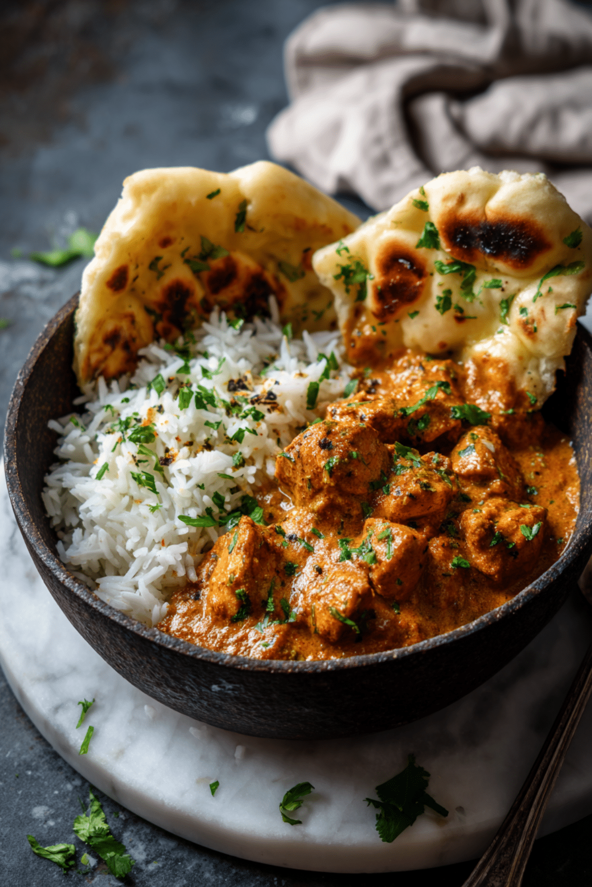 Chicken Tikka Masala with Garlic Naan