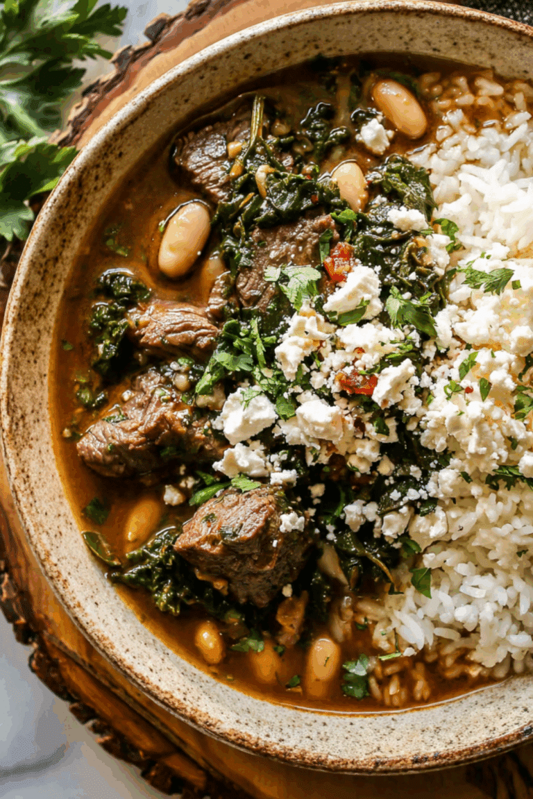 Persian Inspired Herb and Beef Stew with Rice