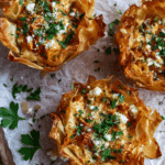 Harissa Chicken Filo Nests