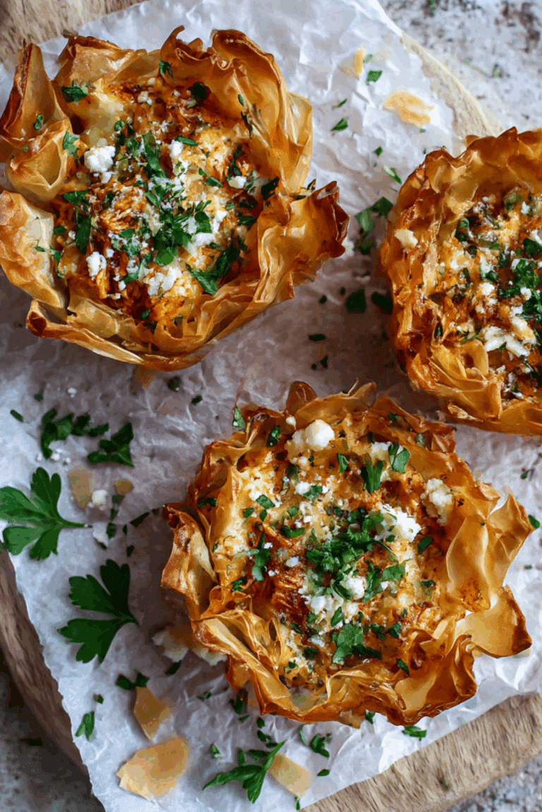 Harissa Chicken Filo Nests