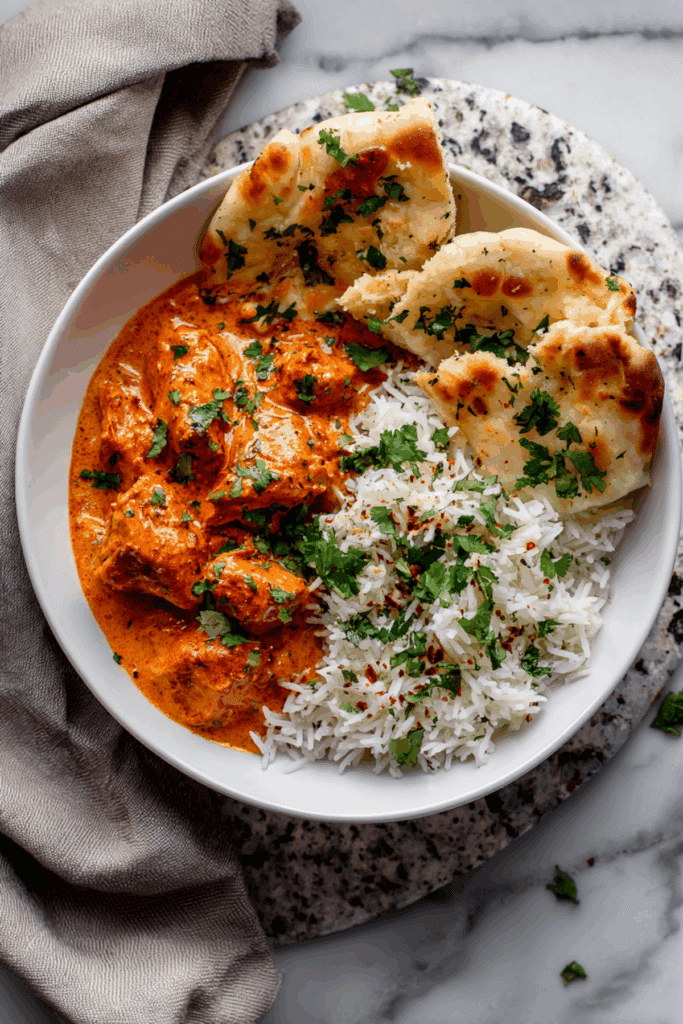 Butter Chicken and Garlic Naan