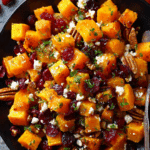 Maple Roasted Butternut Squash with Cranberries & Feta