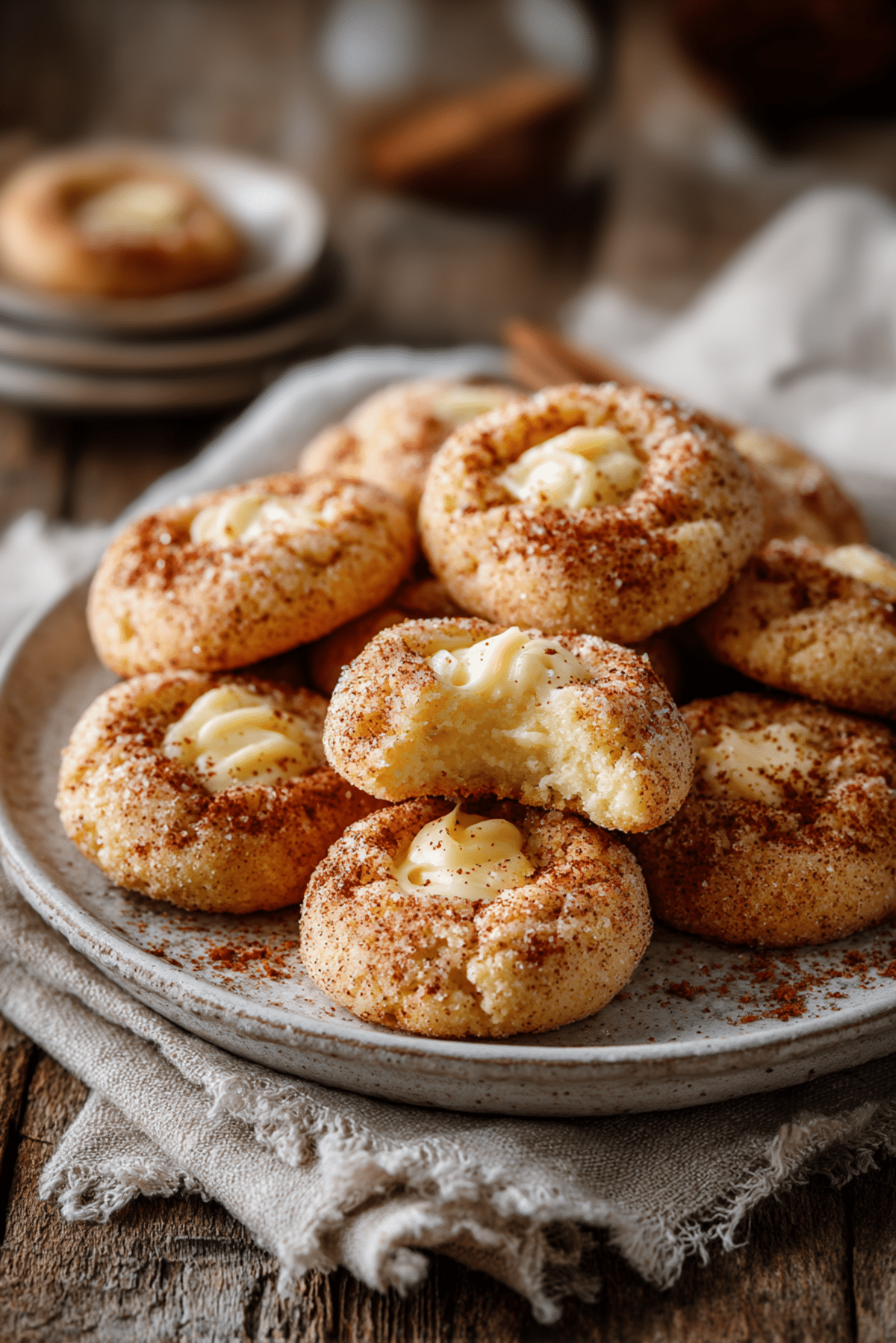 Eggnog Snickerdoodle Thumbprint Cookies