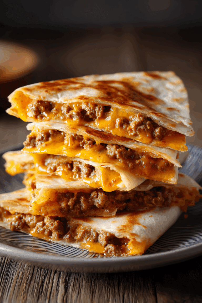 Cheesy Ground Beef Quesadillas