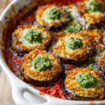 Baked Hasselback Eggplant with Tomato Basil Sauce