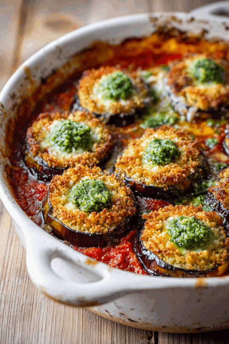 Baked Hasselback Eggplant with Tomato Basil Sauce