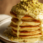 Golden Mini Pancakes with Pistachio Cream