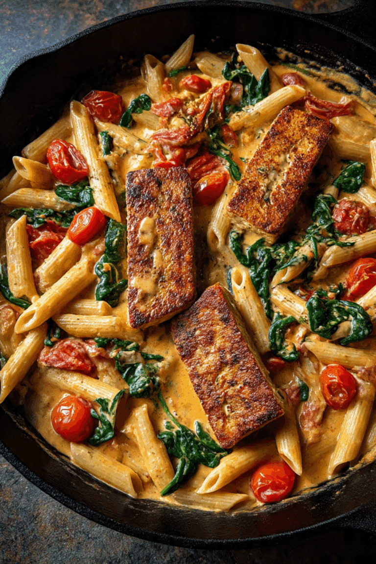 Creamy Tuscan Tofu Pasta