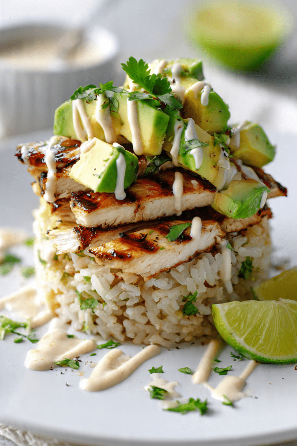 Honey Lime Chicken & Avocado Rice Stack
