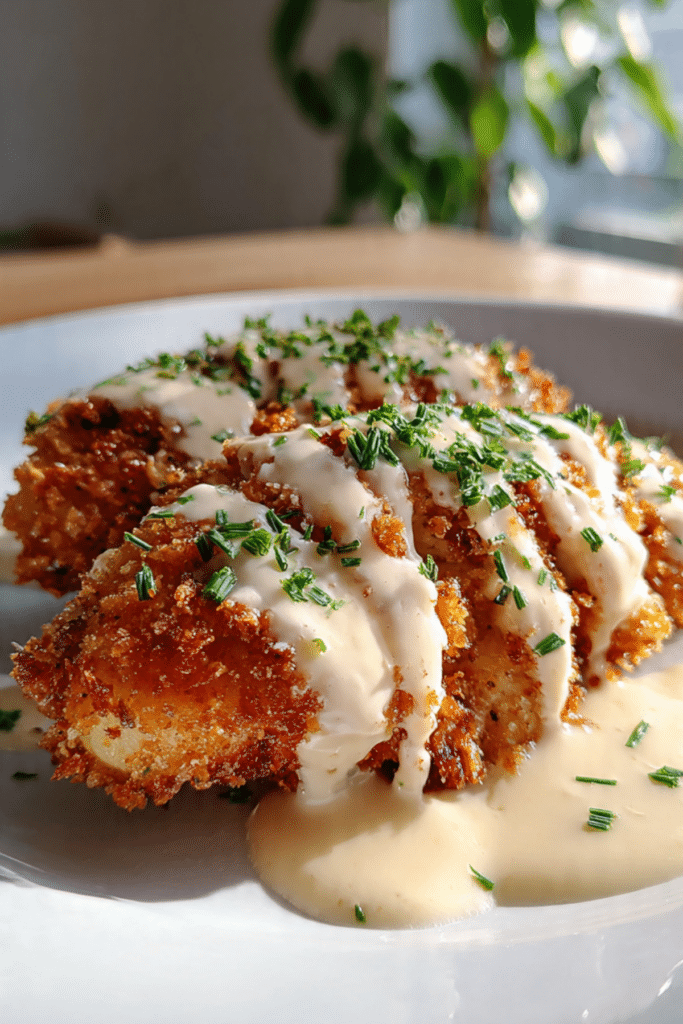 Crispy Parmesan Chicken with Creamy Garlic Parm Sauce