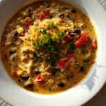 Queso Chicken Chili with Roasted Corn and Jalapeño