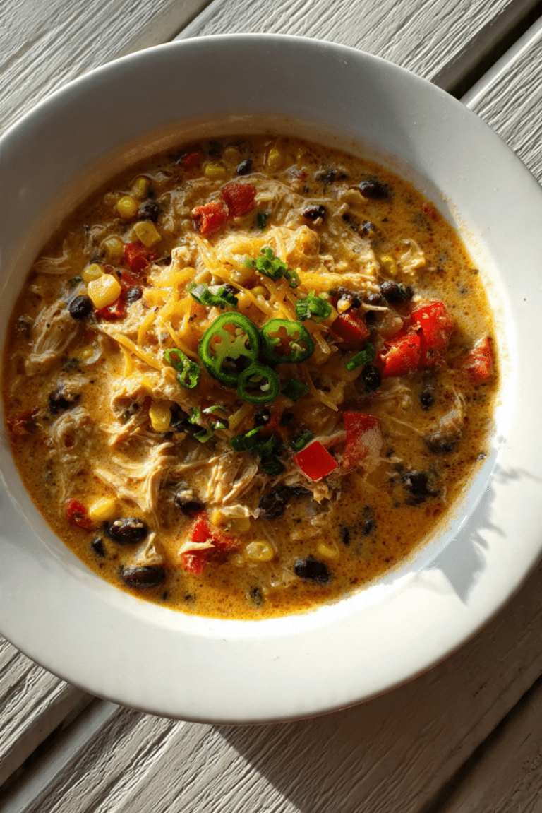 Queso Chicken Chili with Roasted Corn and Jalapeño