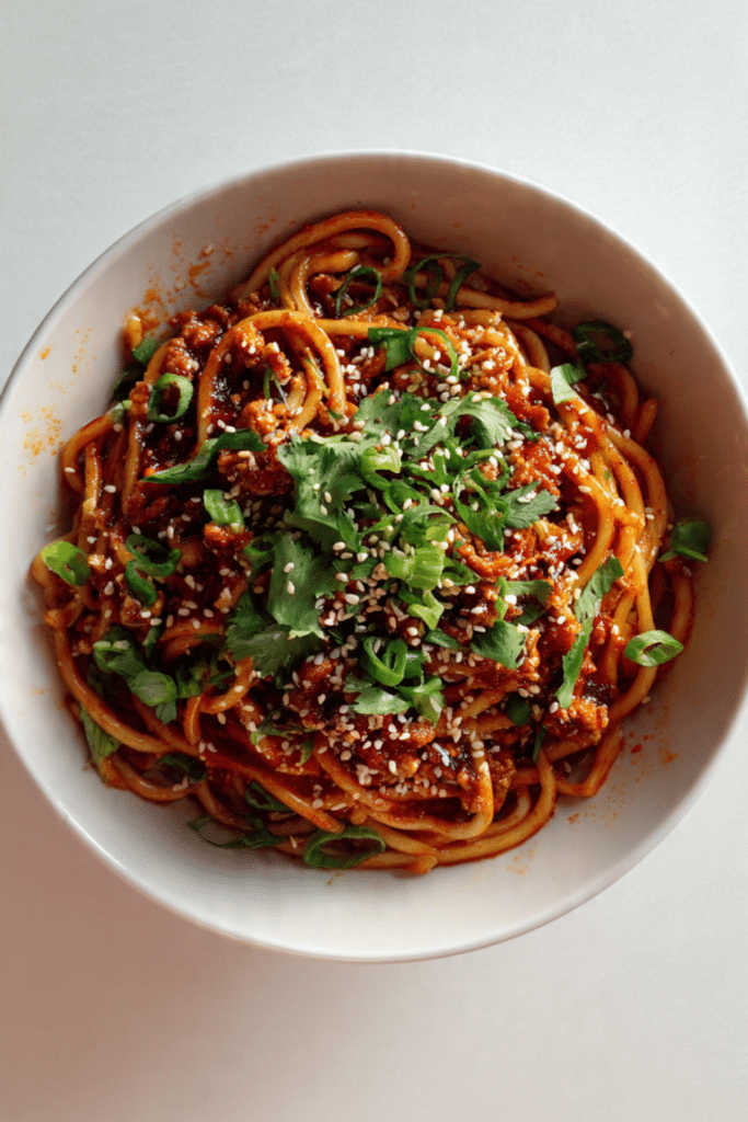 Saucy Gochujang Noodles with Chicken