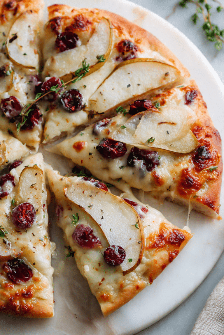 Pear Brie Cranberry Flatbread w Thyme