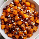 MAPLE ROASTED BUTTERNUT SQUASH with CRANBERRIES & FETA