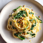 Lemon Ricotta Pasta with Spinach and Toasted Pine Nuts