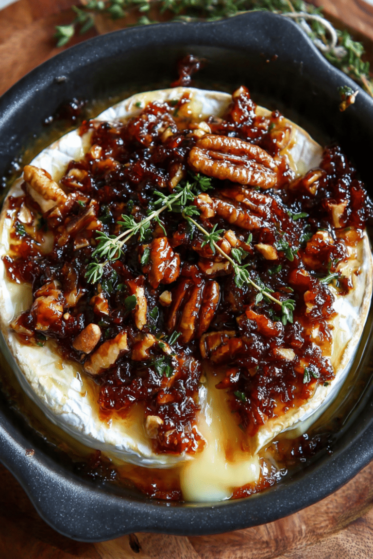 Baked Brie with Fig Jam and Maple Pecans
