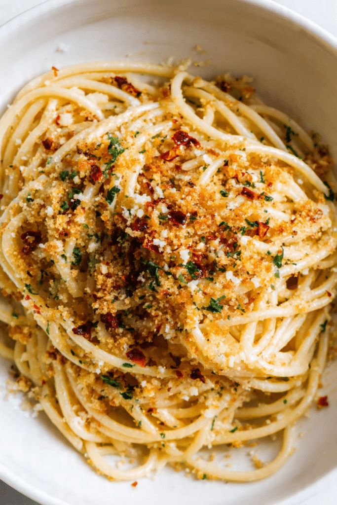 Garlic Parmesan Breadcrumb Chipotle Pasta