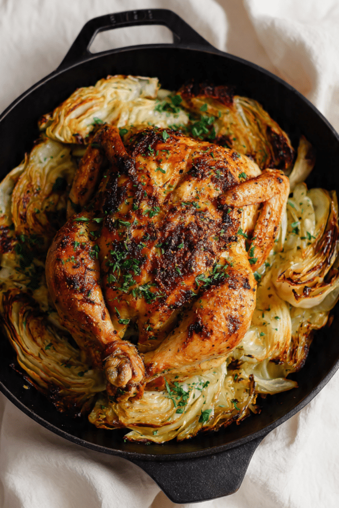 Roast Chicken with Schmaltzy Cabbage