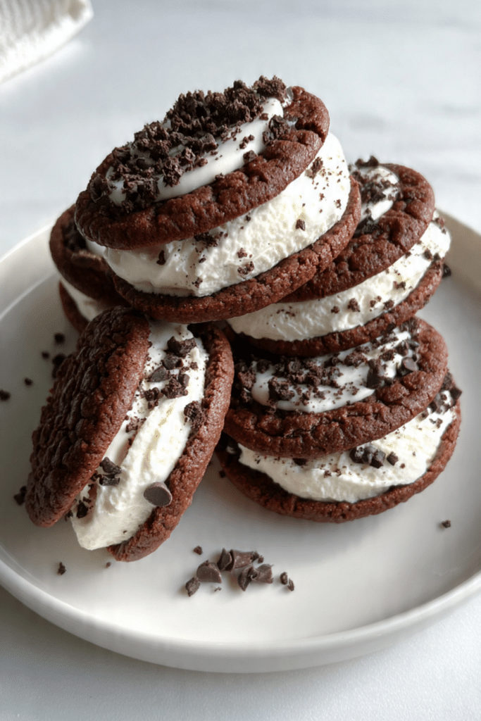 Brownie Cookie Sandwiches with Marshmallow Cream