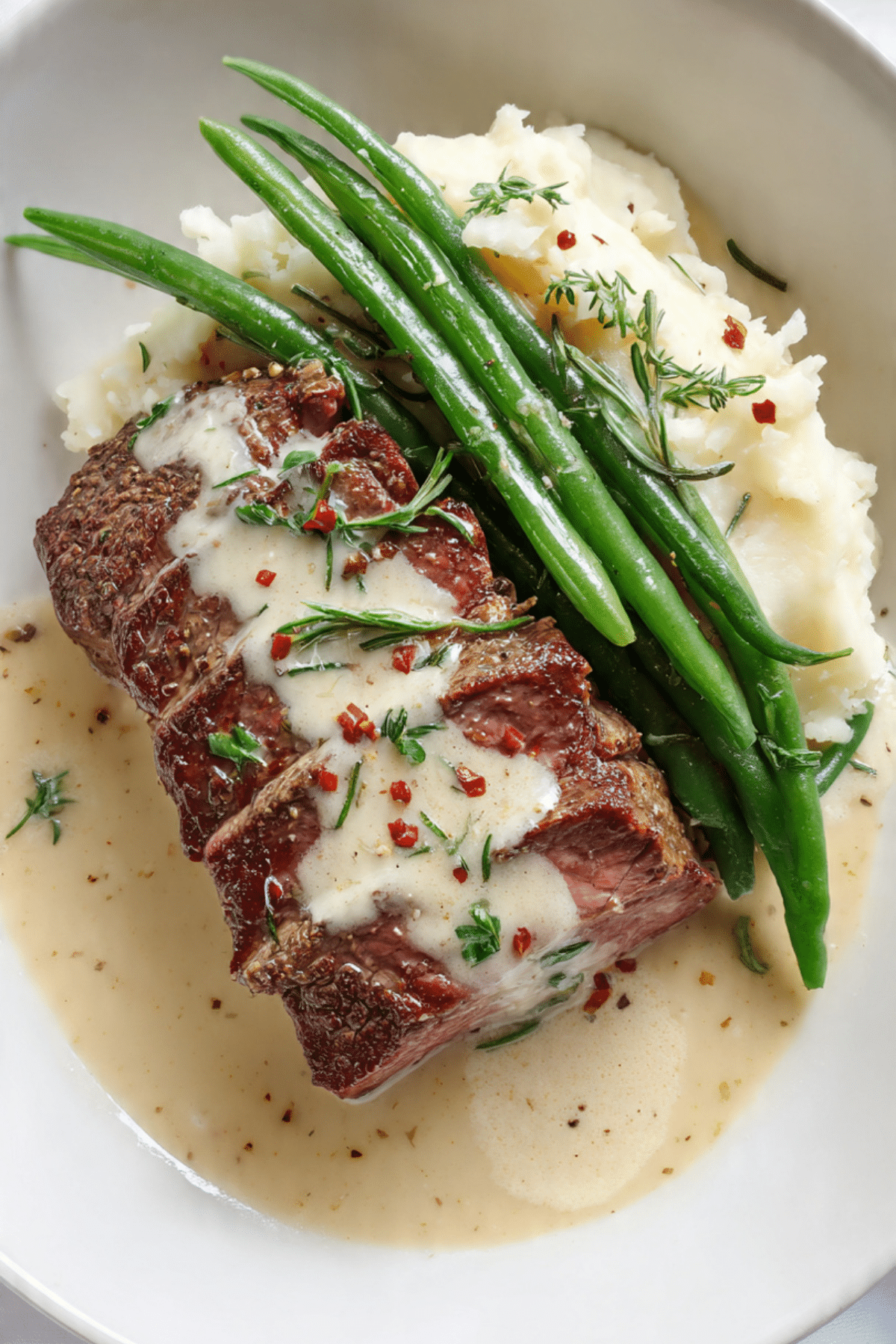 uicy Steak with Creamy Garlic Sauce