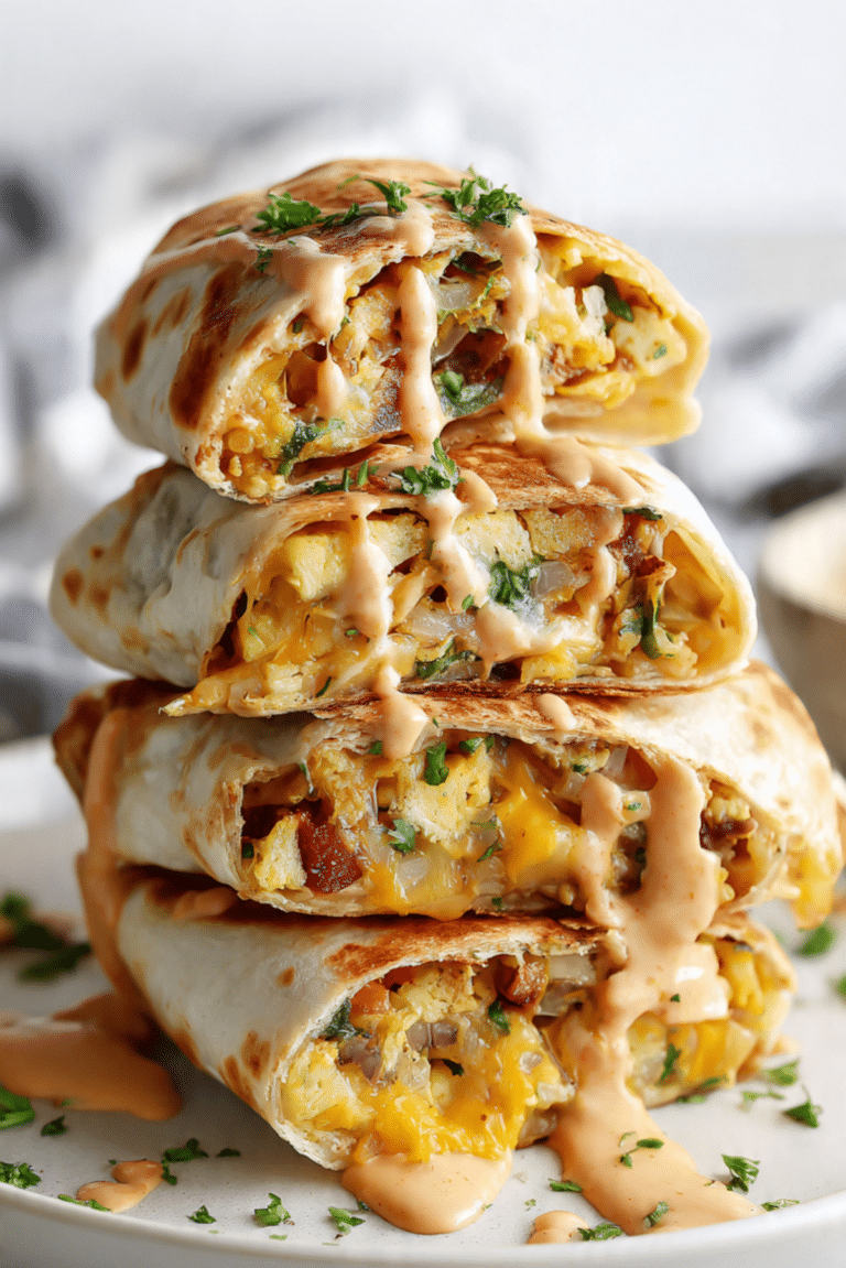 Sheet Pan Breakfast Burritos with Creamy Chipotle Sauce