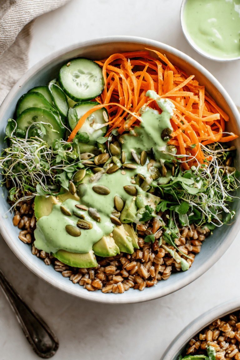 Green Goddess Bowls with Farro & Pepita Lime Sauce