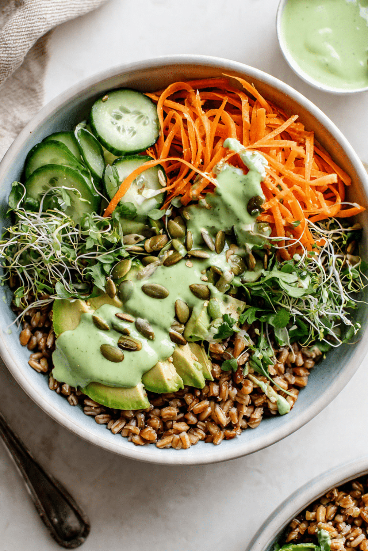 Green Goddess Bowls with Farro & Pepita Lime Sauce