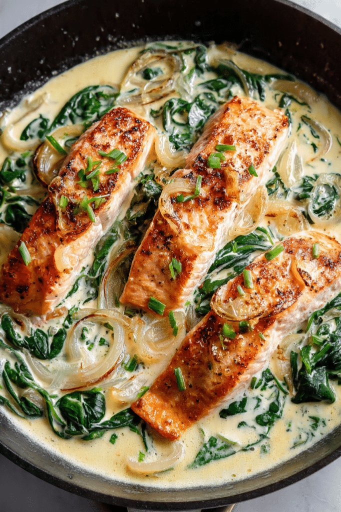 Creamy Spinach and Salmon Skillet