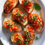 Roasted Garlic and Red Pepper Bruschetta