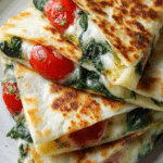 Spinach & Tomato Quesadilla with Pesto