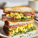 Pesto Eggs & Mortadella Sandwich