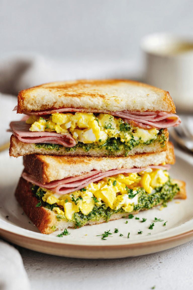 Pesto Eggs & Mortadella Sandwich