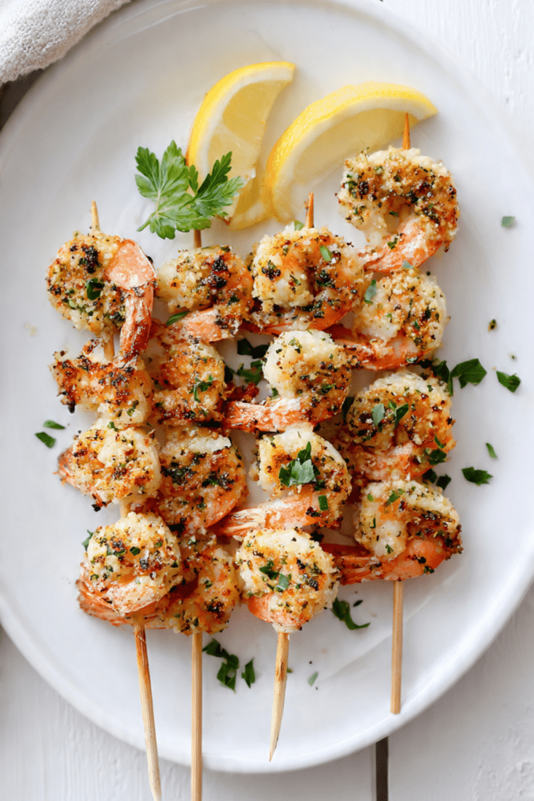 Garlic Parmesan Shrimp Skewers