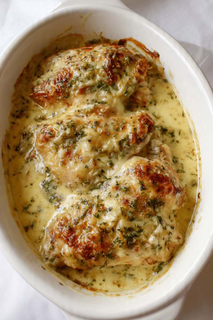 Baked Caesar Chicken with Creamy Parmesan Sauce Recipe