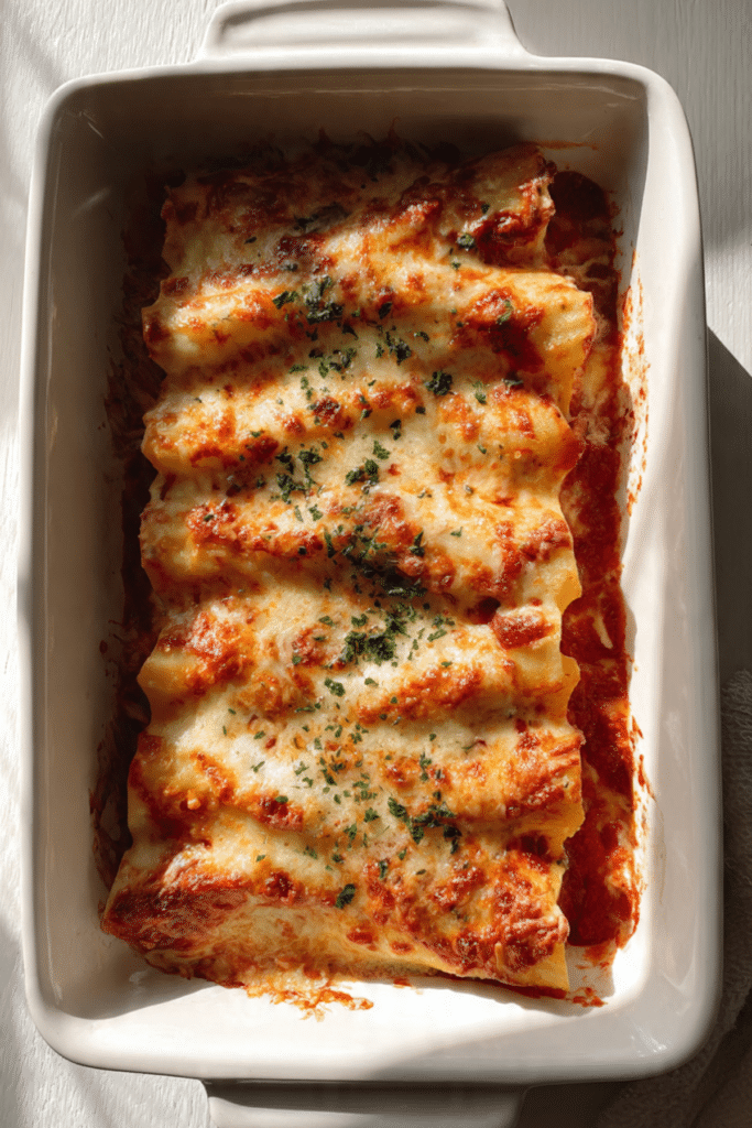 Spinach and Ricotta Stuffed Manicotti