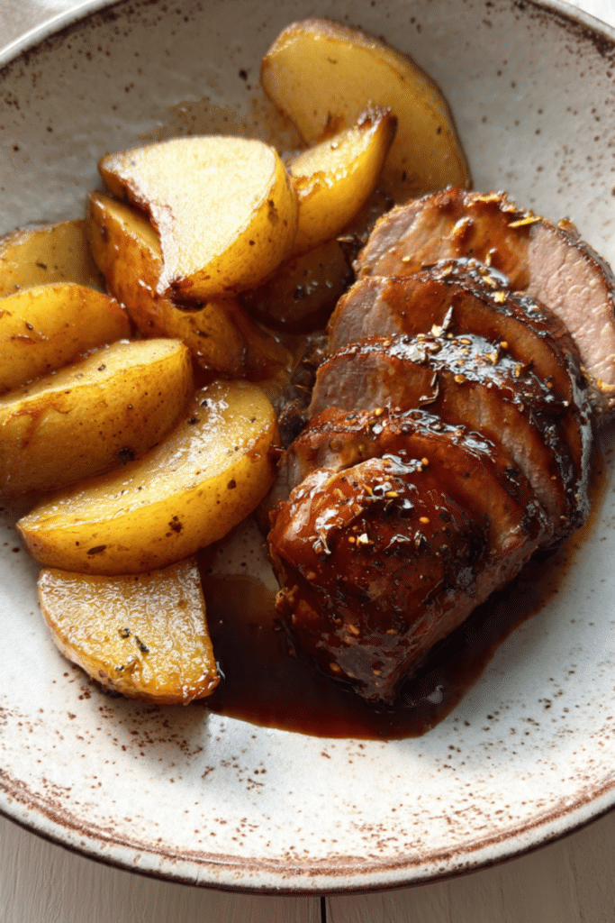 Maple-Glazed Pork Tenderloin with Roasted Pears