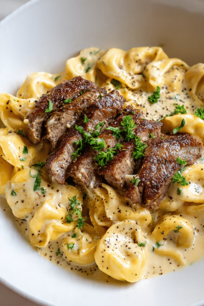 Cracked Garlic Steak Tortellini in Creamhouse Sauce Bliss