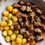 Garlic Butter Steak Bites & Potatoes