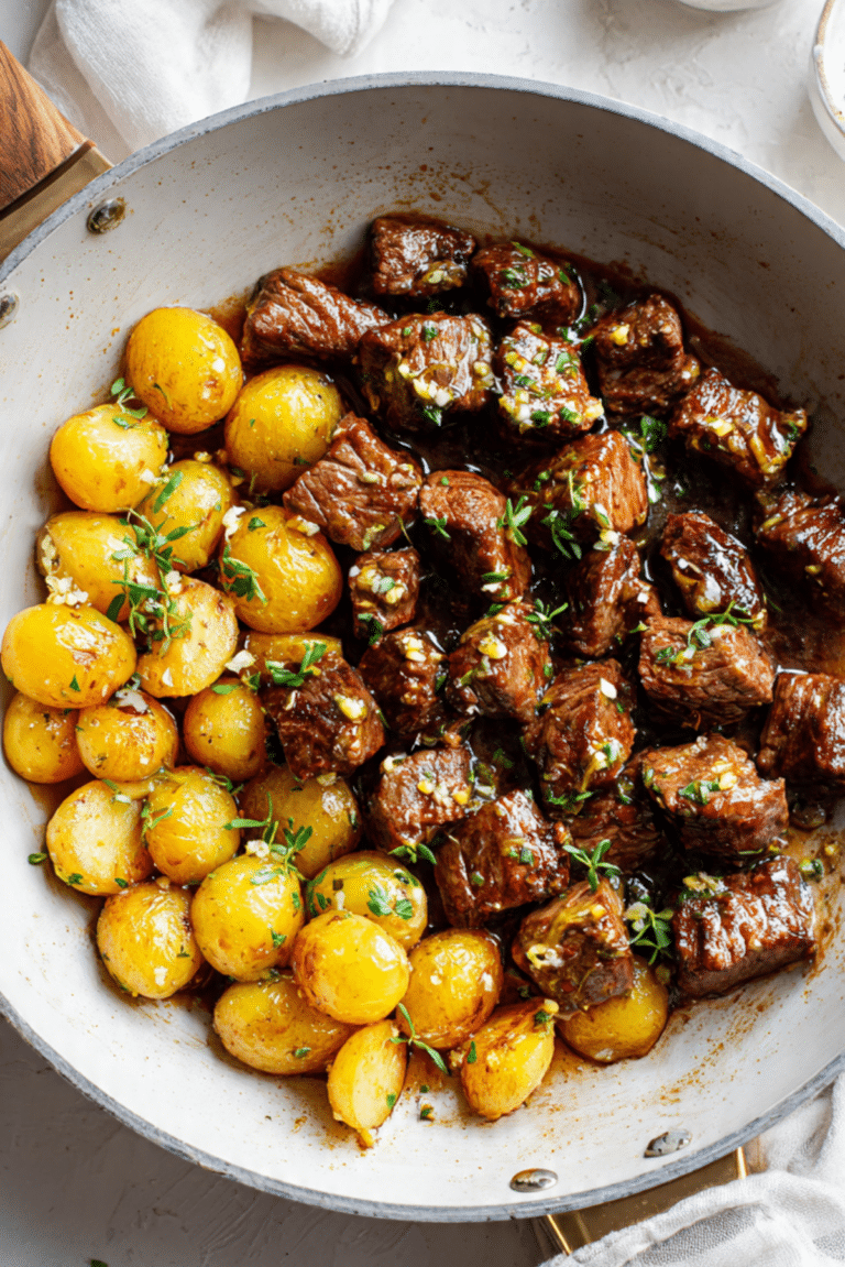 Garlic Butter Steak Bites & Potatoes