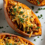 Beef and Cheese Stuffed Sweet Potatoes
