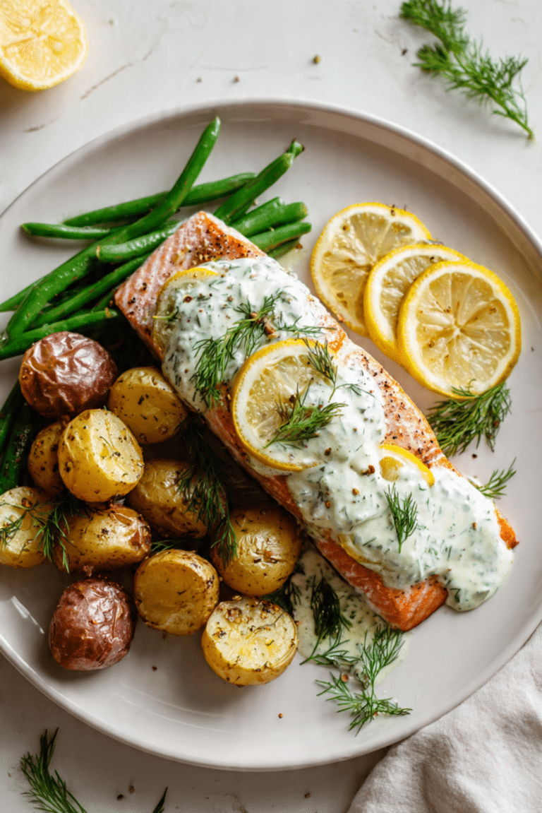 Baked Salmon with Dill Sauce