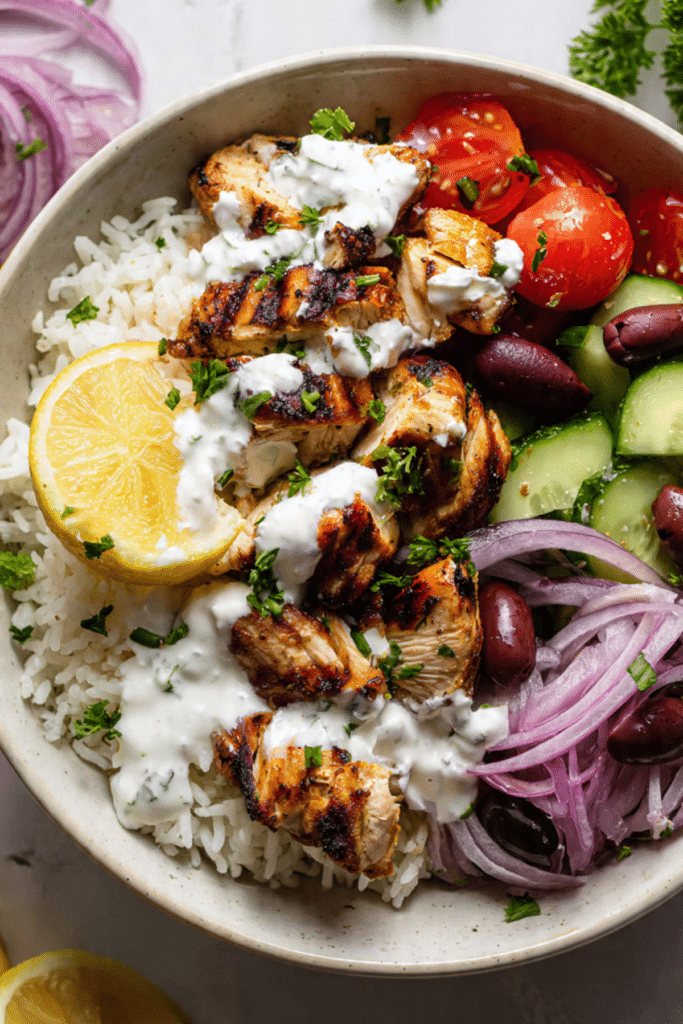 Mediterranean Lemon Chicken Bowls