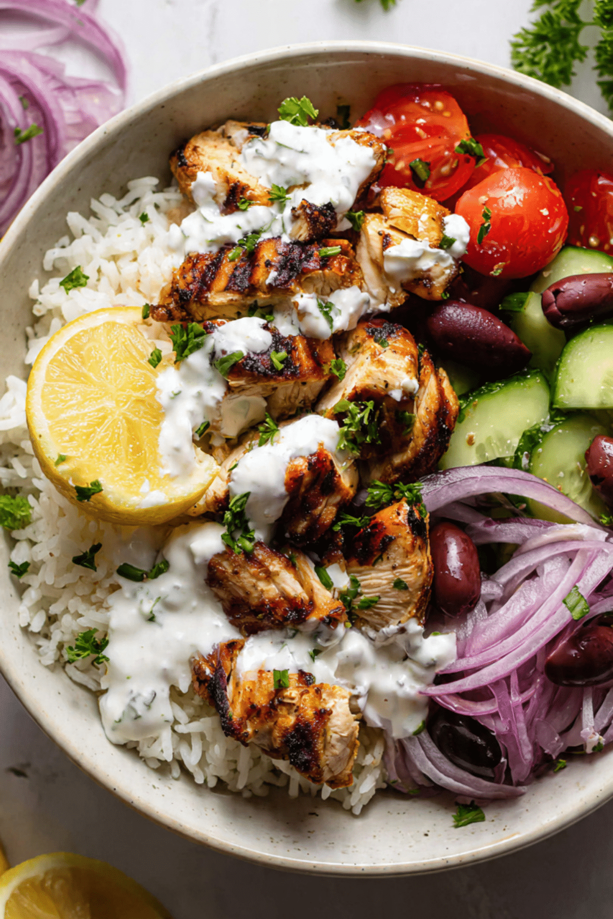 Mediterranean Lemon Chicken Bowls