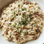 Creamy Ground Beef Orzo