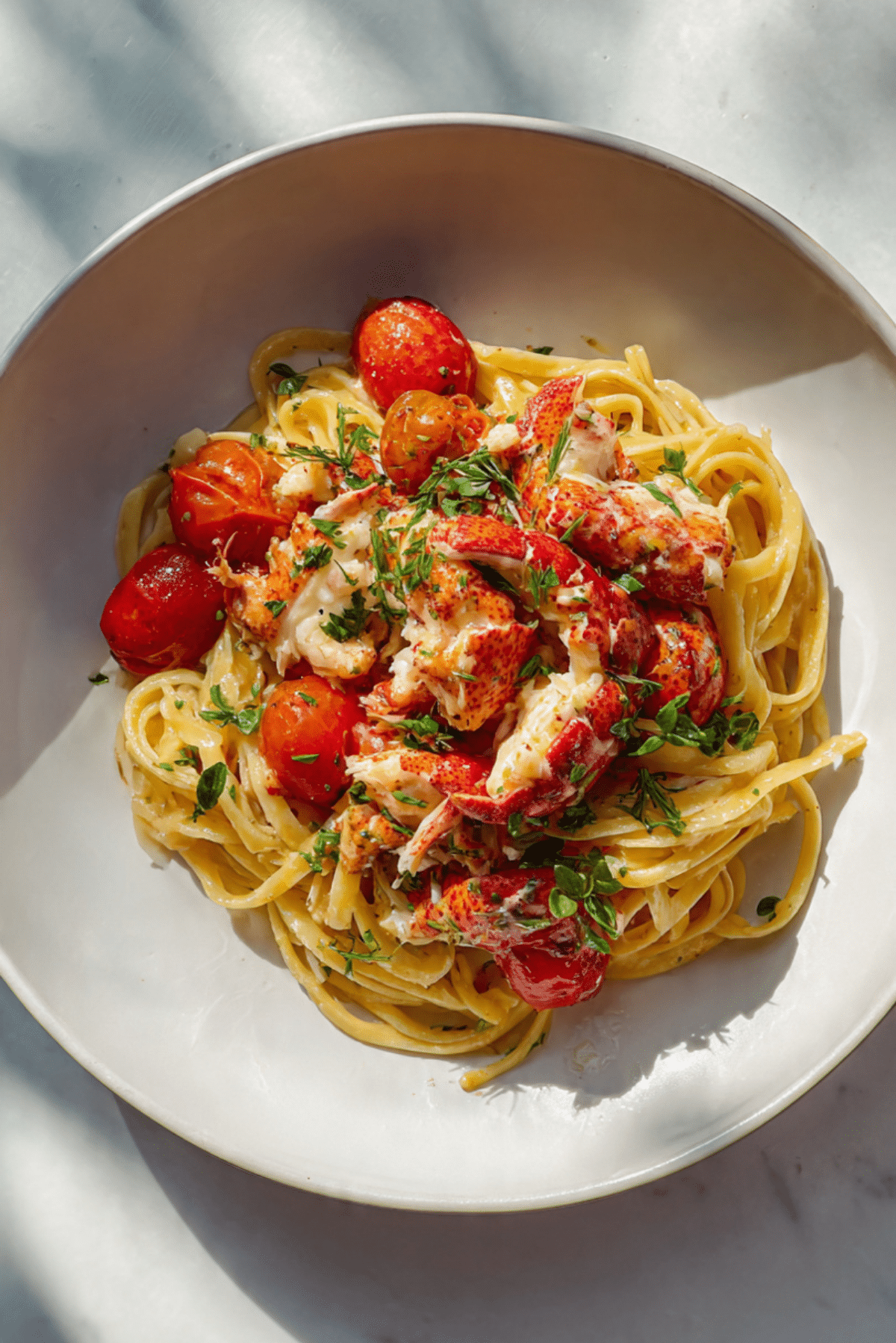 Buttered Lobster Pasta with Cherry Tomatoes