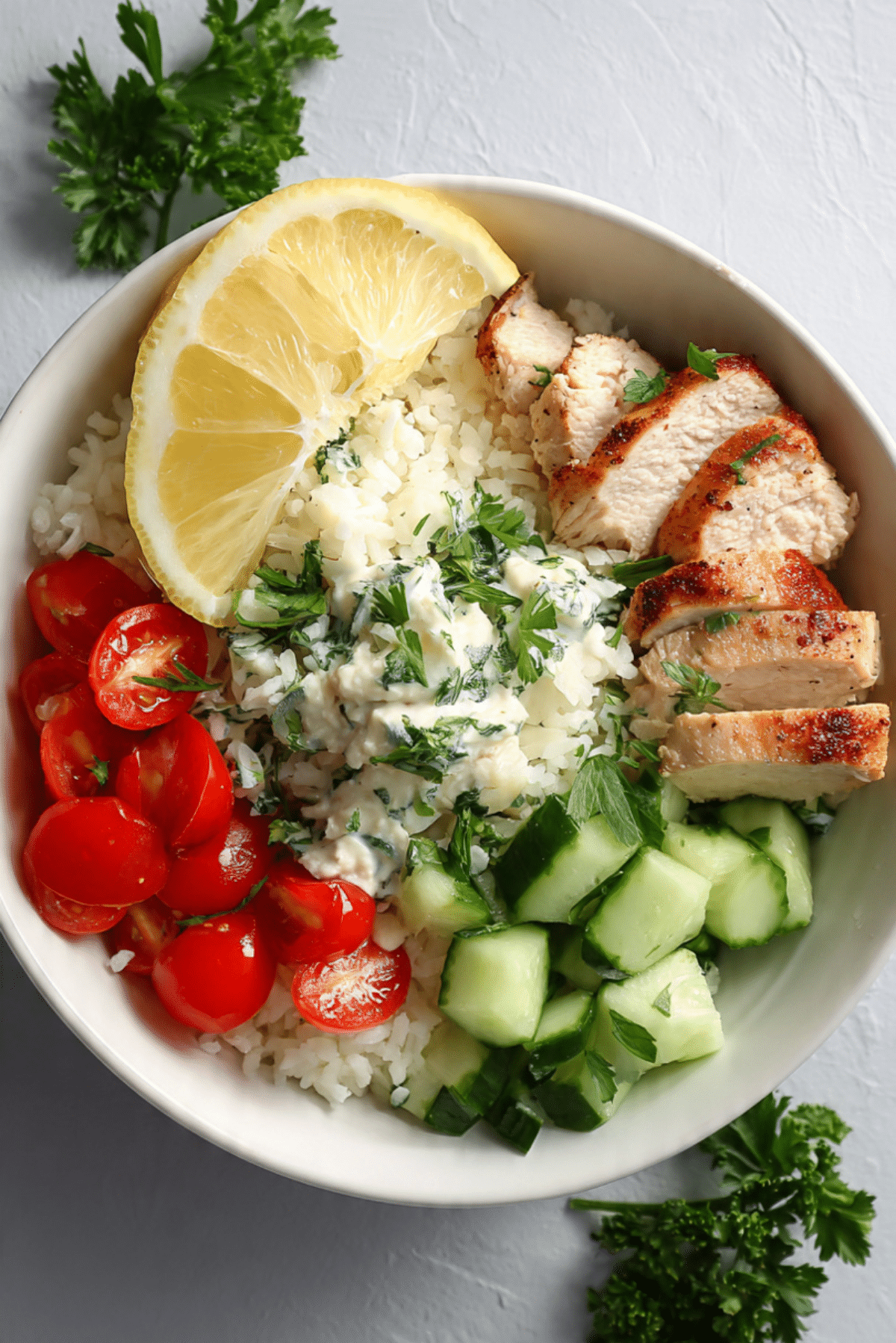 Lemon Herb Hummus Chicken Bowls