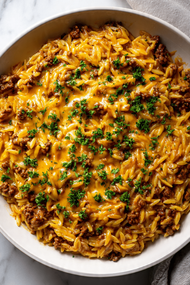 One-Pot Cheeseburger Orzo Skillet