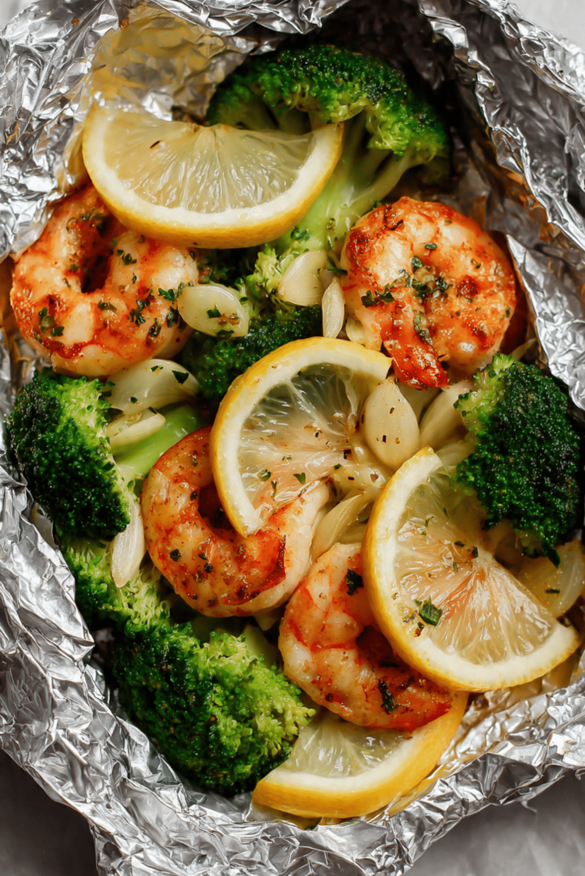 Baked Shrimp and Broccoli Foil Packs