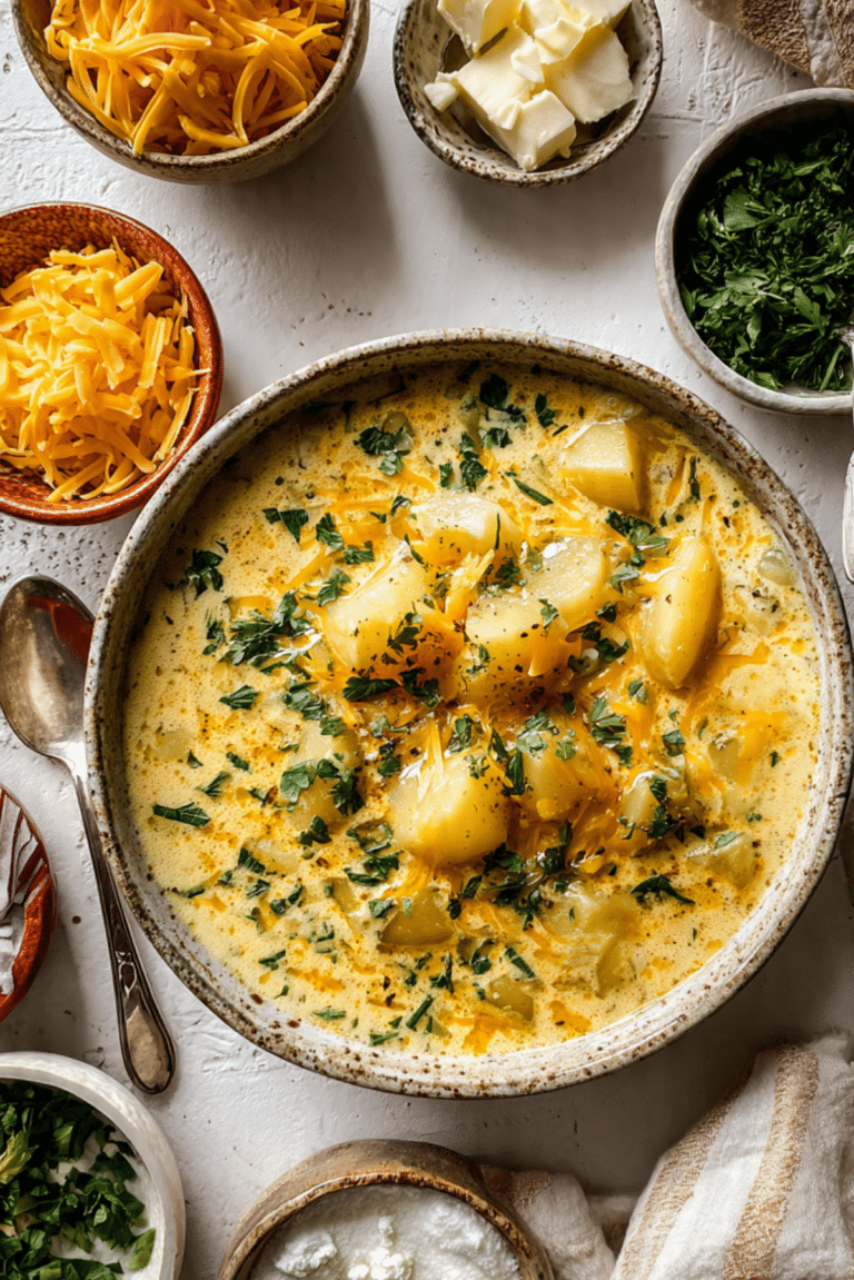 Cheddar Garlic Herb Potato Soup Recipe